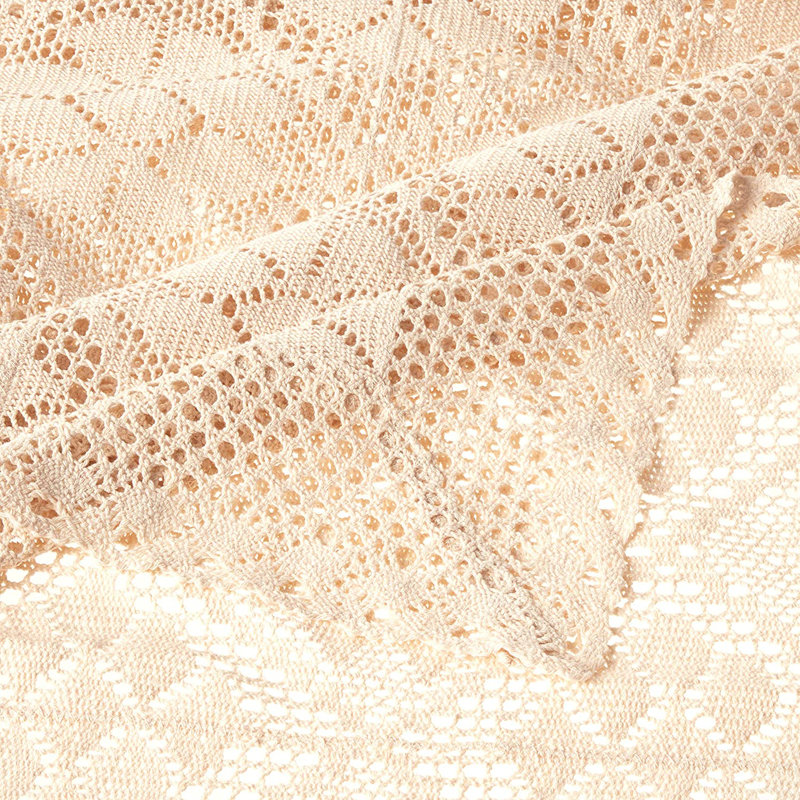 Sawbridgeworth Geometric Cotton Blend Tablecloth, 120" L x 60" W, Ivory