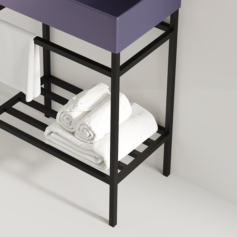 Ensemble de meuble-lavabo autoportant 24 po avec lavabo en céramique 24 po, Mauve / Noir