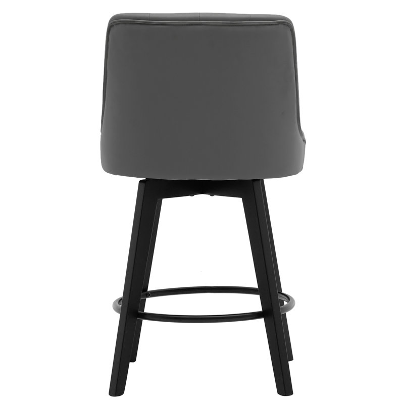 Tabouret de comptoir pivotant de 26 po avec pieds en bois, Gris foncé, 1, Tabouret de comptoir (siège d'une hauteur de 26 p