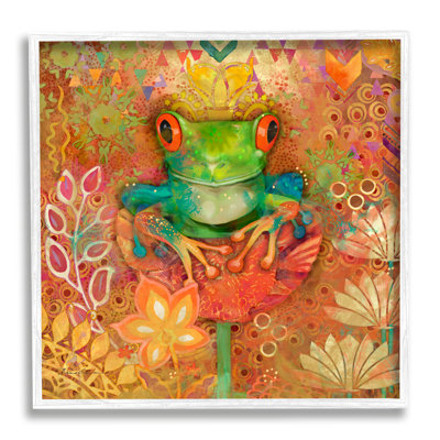 Grenouille perchée sur une fleur par Evelia Designs - impression d'un cadre photo sur bois