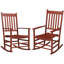 Ensemble de 2 chaises berçantes d'extérieur en bois avec accoudoirs lisses et dossier haut pour le jardin, le balcon et le porche