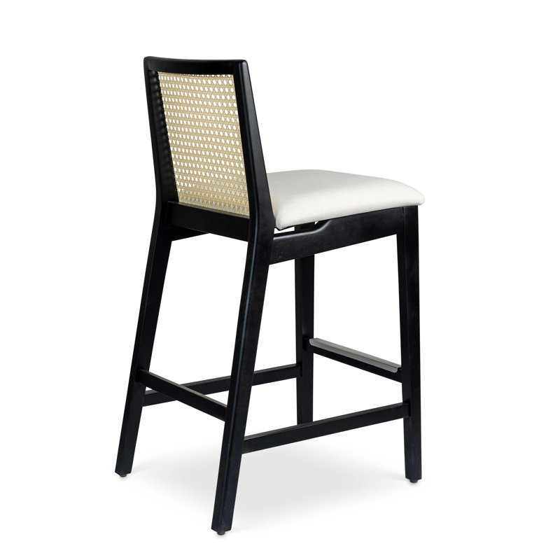 Modern Brazilian Nardia Cane Bar Stool, Light Gray/Domasco/Natural, Bar Stool (29.5" Seat Height)
