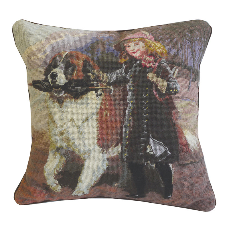 Off To School Needlepoint Throw Pillow