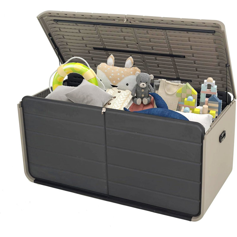 Deck Box 160 Gallons, Outdoor Storage Box, Lockable and Waterproof Patio Outside Storage Box for Patio