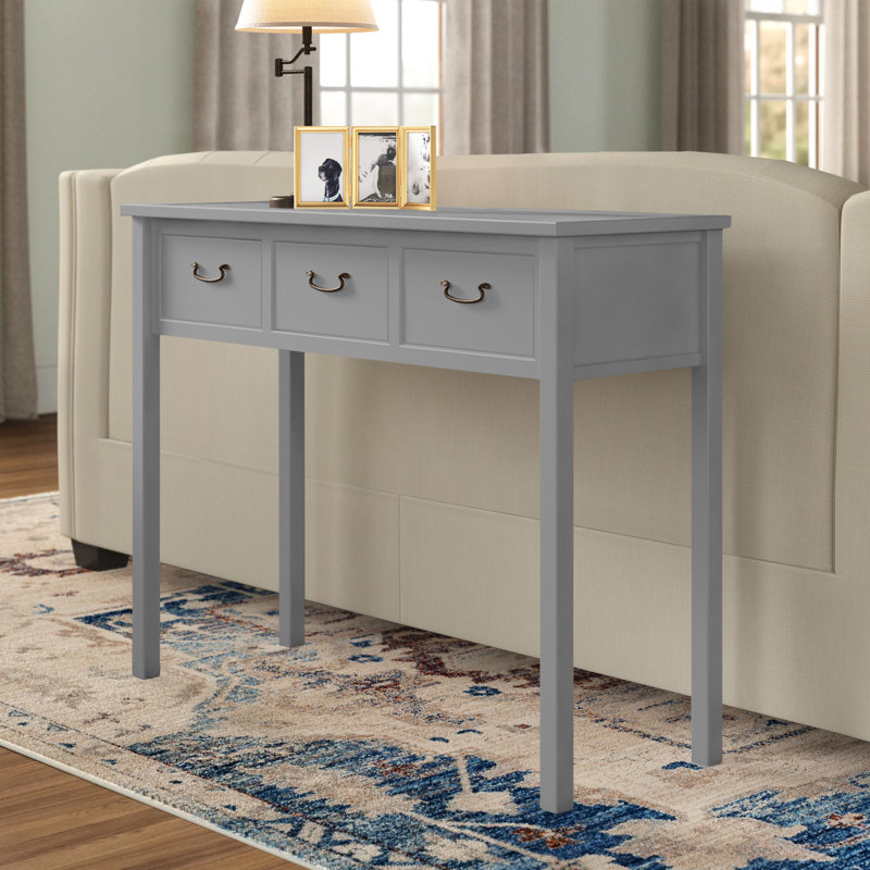 Behrendt 100.01cm Solid Wood Top Console Table, Grey