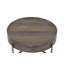 Table basse à tambour Weyton & Champagne avec tiroir de rangement et compartiment ouvert, parfaite pour les salons modernes.