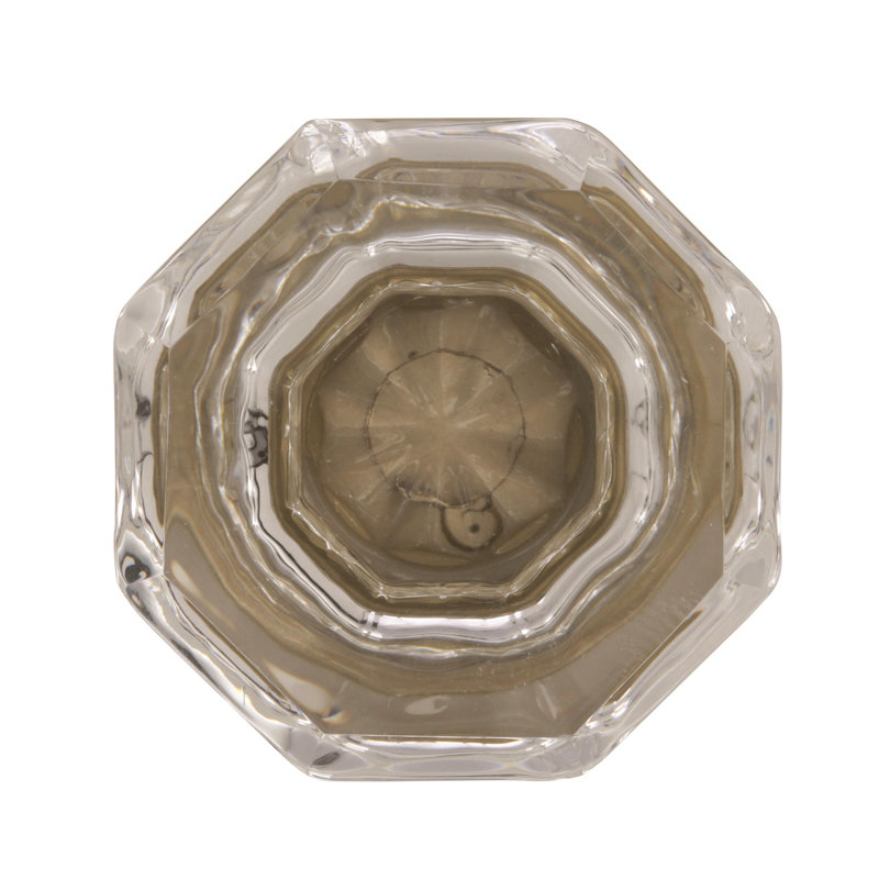 Traditional 1 5/16" Length Geometric Knob, Crystal with Golden Champagne Base