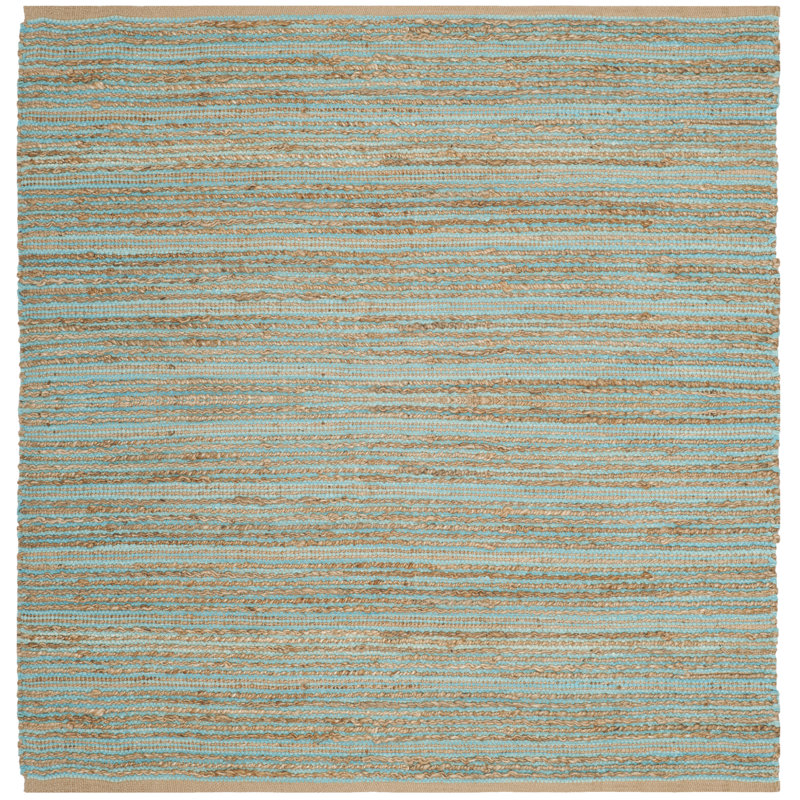 Tapis rayé en jute / coton tissé à la main Winthrop, Carré 6 pi