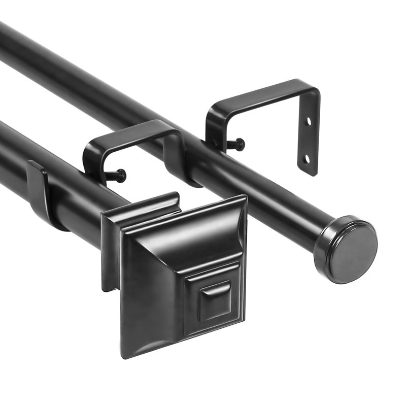 Tringle à rideaux double pour fenêtre Courter, H 1 po x l 84 po x P 1 po, Noir
