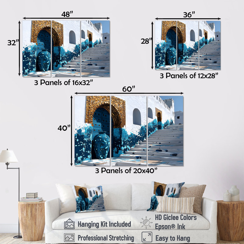 Maroc, Casablanca, Rabat, Kasbah, ensemble d'art mural, H 28 po x l 36 po x P 1 po, Toile tendue