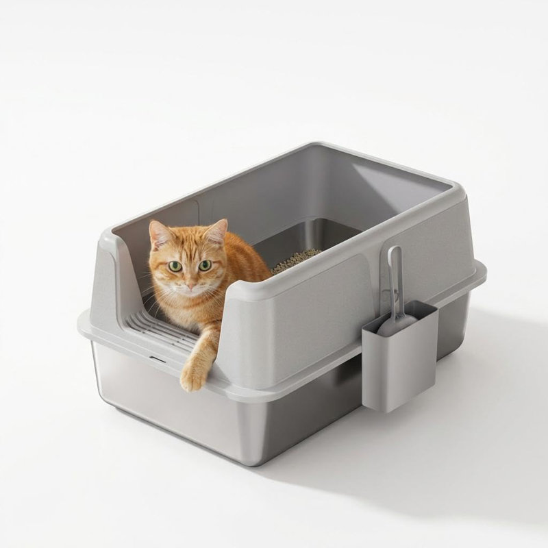 Stainless Steel Litter Box, Grey