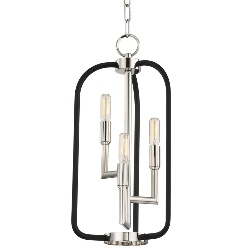 Luminaire suspendu géométrique simple à 3 lumières Angler, Nickel poli