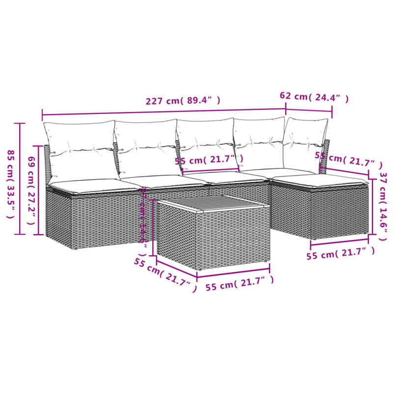 Vidaxl Garden Sofa Set Grey, Dark Grey
