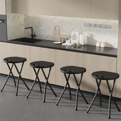 Folding Stools Set Of 4 For Adults Portable, Backless 18 Inch Folding Bar Stools, Heavy Duty Foldable Stools With Handle For Kitchen Counter Room Home Camping Indoor Outdoor