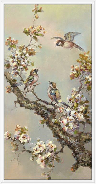 Whispers in the Blossoms, H 22 po x l 42 po, Blanc