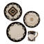 Chalet Cream/Black/Taupe Aztec Print Ceramic Southwestern Style 16 Piece Dinnerware Set