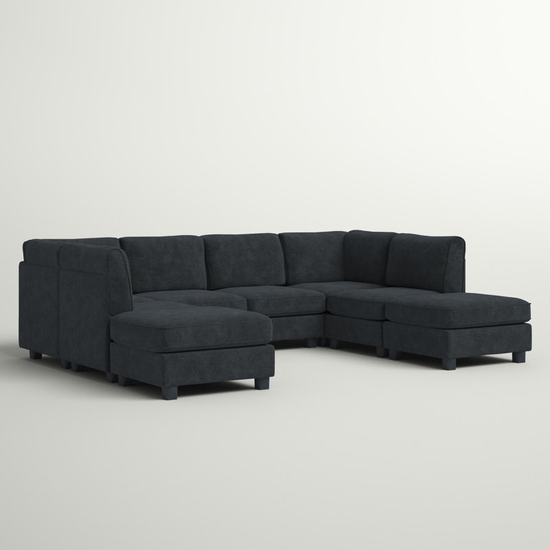 Heger Upholstered U-Shaped Sectional Reversible, Black