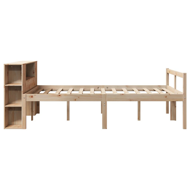Bookcase Bed Without Mattress Solid Wood Pine, 126 x 219.5 cm