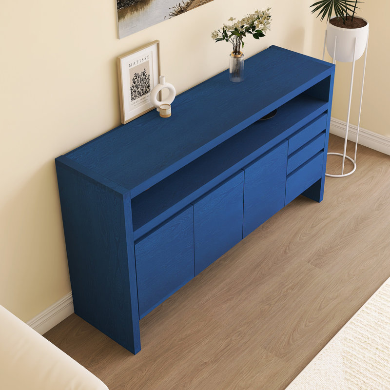 Buffet 3 portes avec 3 tiroirs, Bleu
