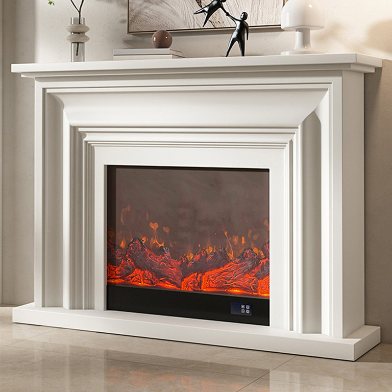 Italian minimalist electronic simulation of flame fireplace, White, 45.67" H x 59.06" W x 12.99" D