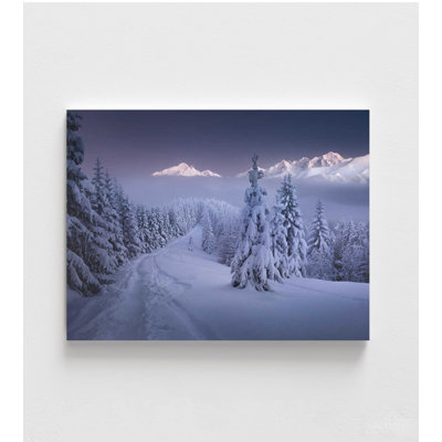 Winter Landscape Art Print: Snowy Mountain Path - Framed or Unframed