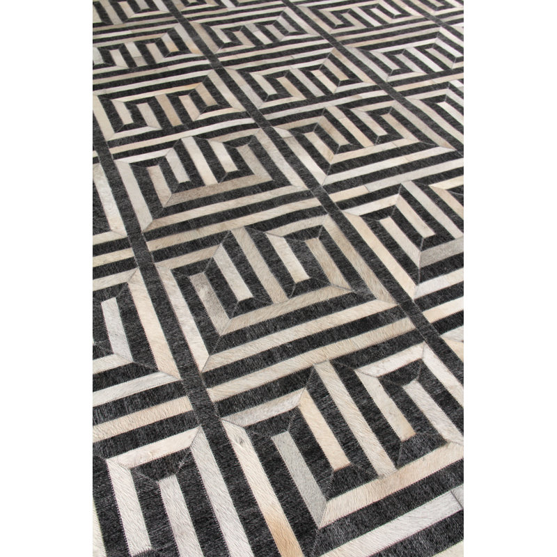 Berlin Geometric Area Rug in Charcoal/Ivory/Beige, Rectangle 13'6" x 17'6"