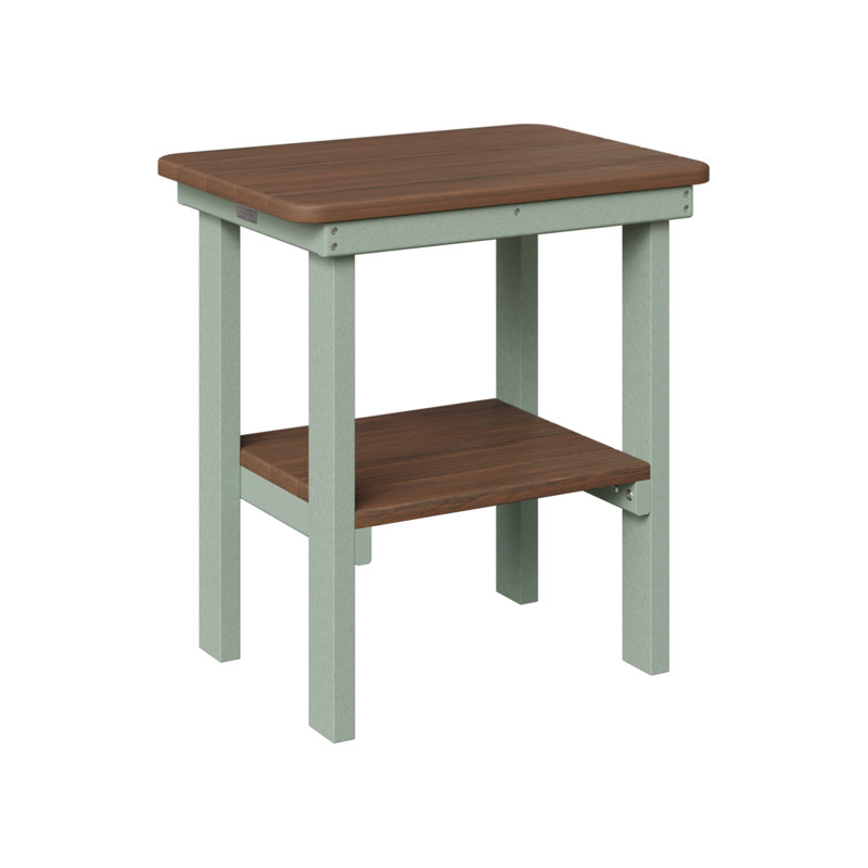 Outdoor Rectangle Side Table, Black, Brazilian Walnut/Slate