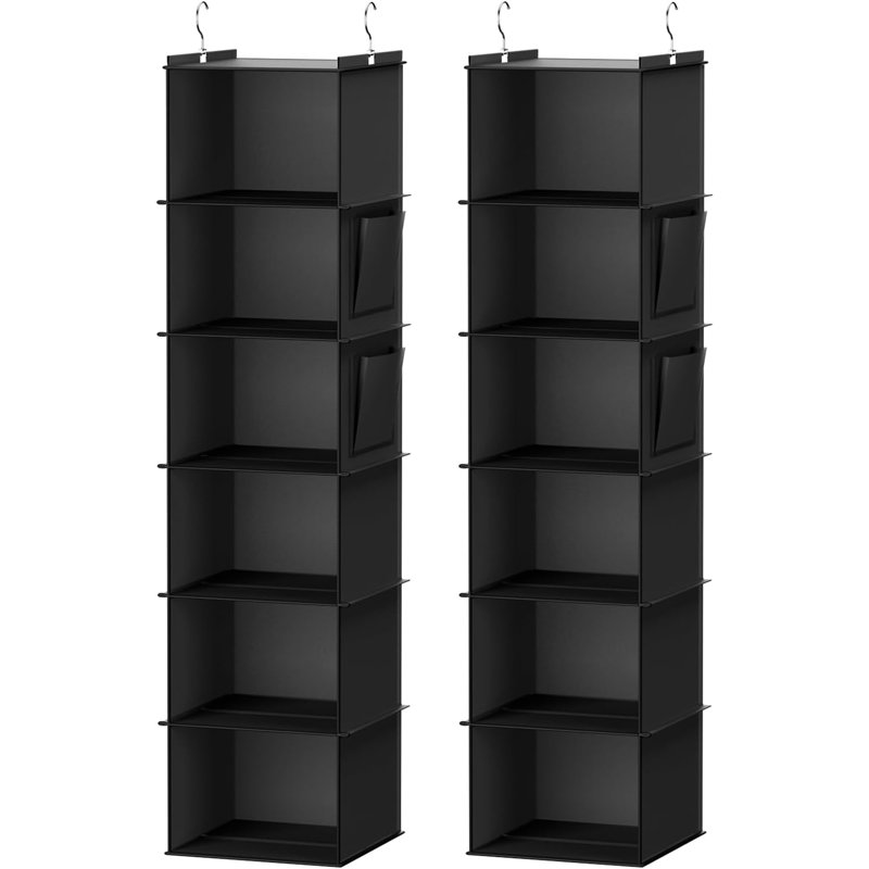 Ensemble de 2 paniers de rangement suspendus pour 6 tablettes - noir