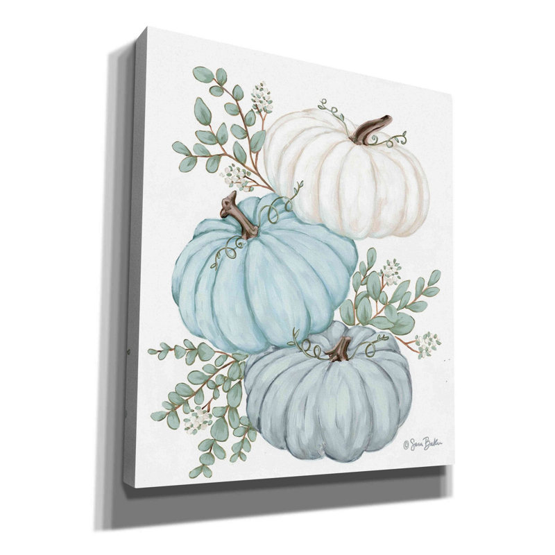 «Pumpkin Trio» par Sara Baker, toile, art mural, H 30 po x l 26 po x P 1,25 po