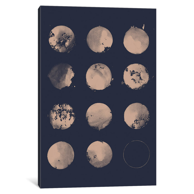 «12 Moons», impression sur toile tendue, H 24 po x l 16 po x P 1 po, Papier d'art encadré noir, Blanc