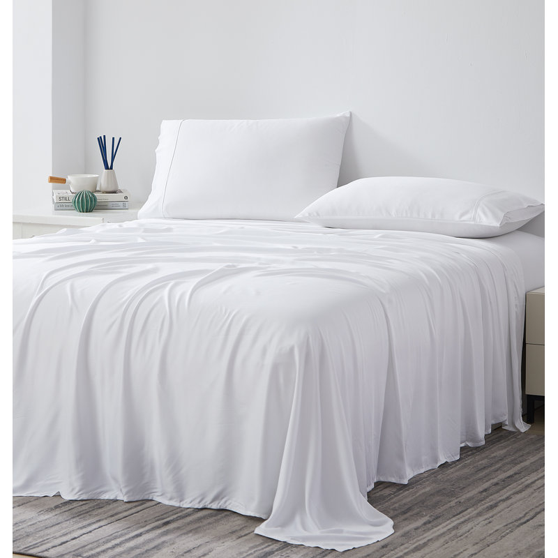 Ensemble de draps en rayonne de bambou, Blanc, Double