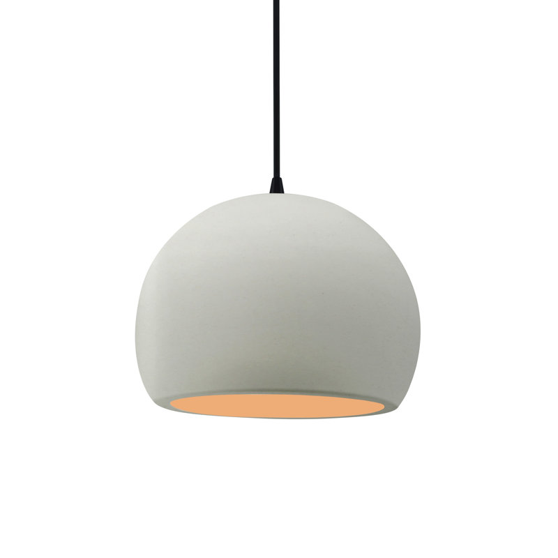 Luminaire suspendu à 1 lumière Aschwin, H 6 po x l 7 po x P 7 po, Blanc mat / or champagne, Noir mat
