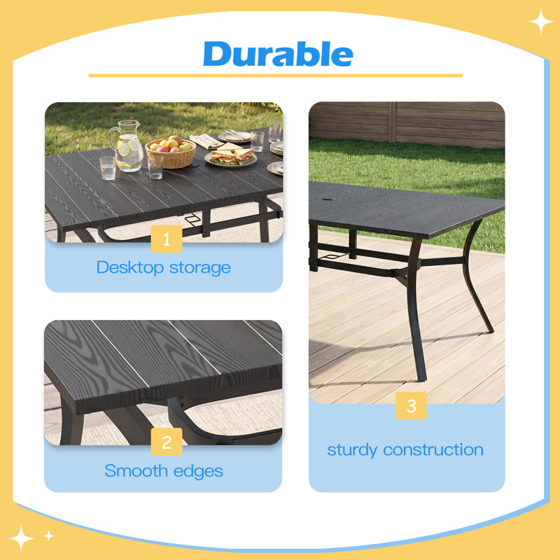 Table rectangulaire 1 pièce Oudoor, Noir