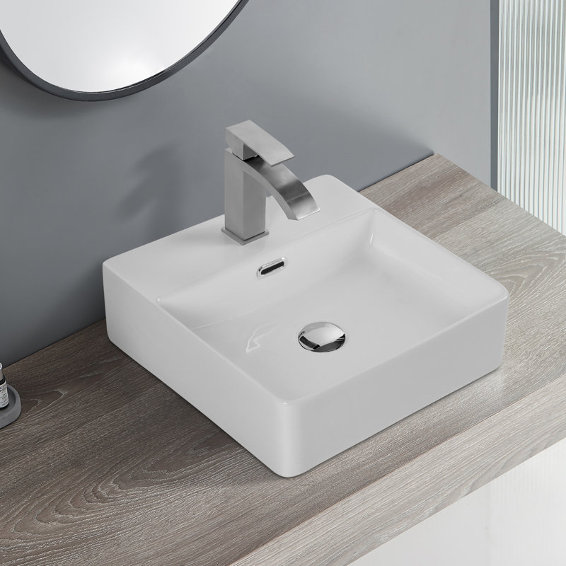 Lavabo de comptoir en céramique pour salle de bain - Design attrayant blanc brillant de qualité