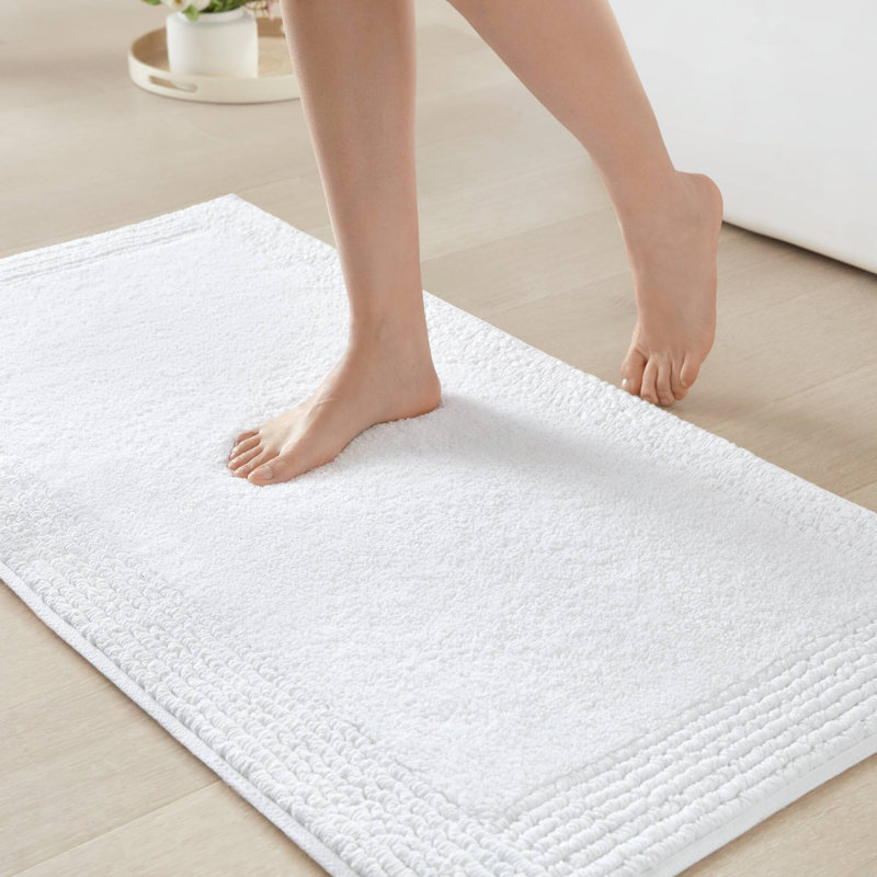 Tapis de bain réversible 100% coton touffeté 3000 g / m², Simple - L 60 po x l 24 po, Blanc