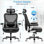 Très grand et grand fauteuil de bureau de 700 lb - Fauteuil de direction robuste avec roues en caoutchouc à accoudoirs rabattables en 3D, chaise de bureau ergonomique en filet à haut dossier, siège lombaire réglable à large siège et appui-tête