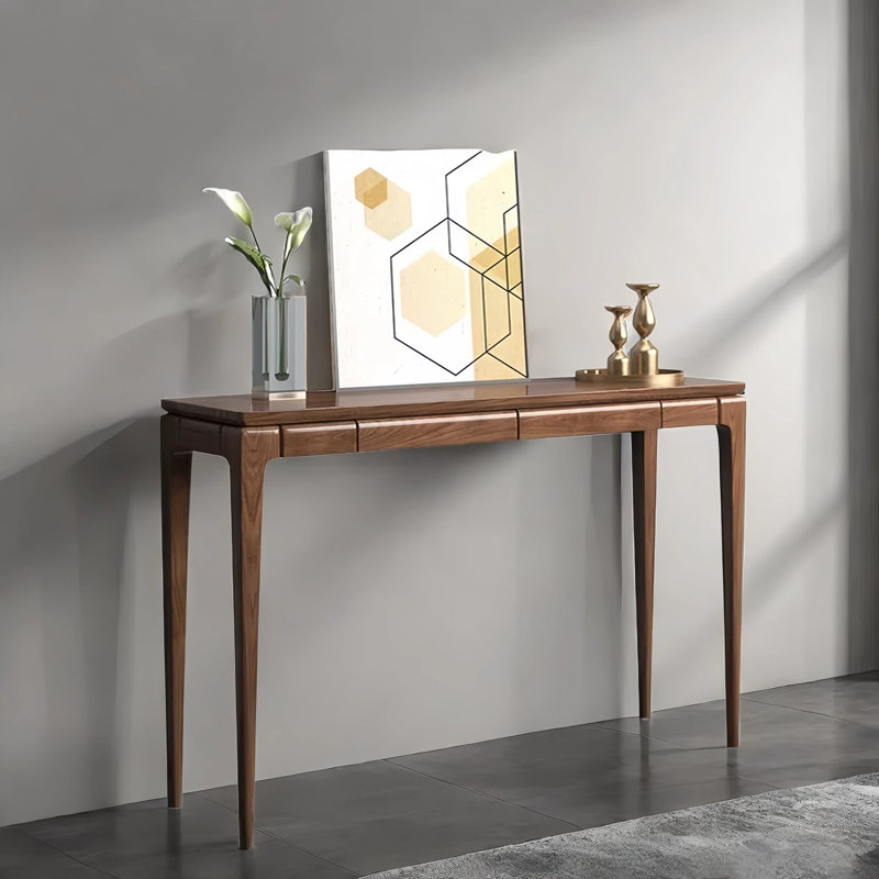 Console de hall d'entrée en bois de noyer noir, 33.5" H x 50.4" W x 13.8" D