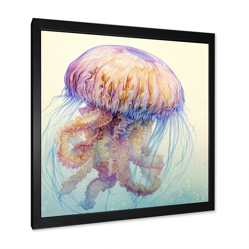 «Underwater Enchantment Jellyfish» sur impression sur toile, Cadre simple noir, H 36 po x l 36 po x P 1,5 po