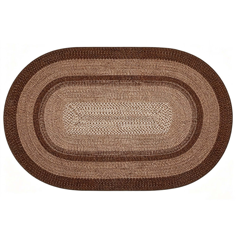 Modern Geometry Braided Print for Nursery, Home or Office, Oval 5' x 8', Brown
