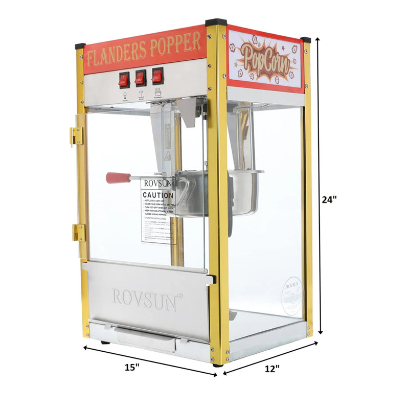 850W 120V 8Oz Kettle Popcorn Machine Maker Countertop, Red