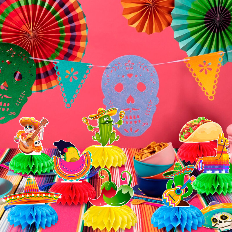 Centre de table Fiesta Honeycomb, 9 pièces de centre de fête mexicain Fiesta