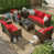 Coussin rouge / cadre brun est en rupture de stock