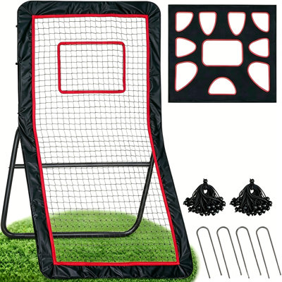 Lacrosse Rebondeur 4 x 7 pi, entraîneur de retour de volleyball avec 5 angles réglables, filet d'entraînement pour la baseball