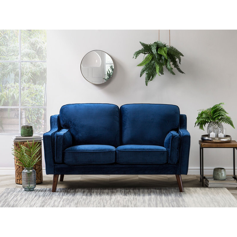 Forsyth Velvet Loveseat, Dark Blue