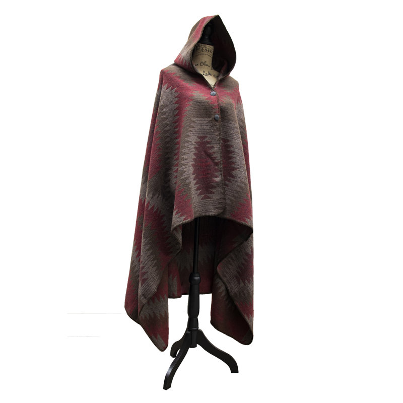 Wooded River Wampum - Hooded Throw - 72x48, Wearable Southwestern Wool Hooded Blanket for Comfort