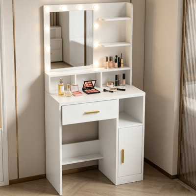Vanity desk, Makeup Vanity with Mirror, Makeup Table with 1 Drawer, Makeup Vanity Table Set for Bedroom