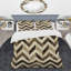 Ensemble de housse de couette moderne à motif de chevrons brun et beige I-109156854