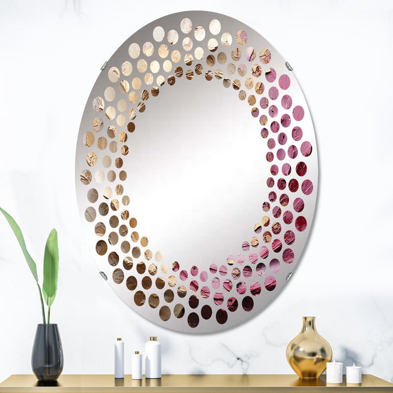Miroir mural à pois or rose et minimalisme MIR106129, L 24 po x H 36 po