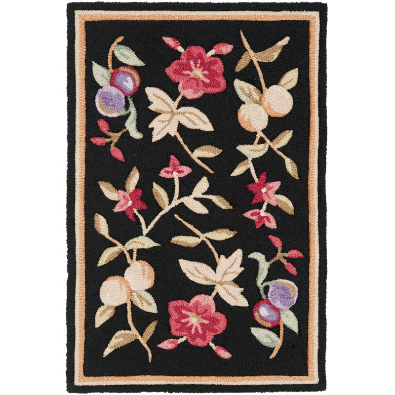 Tapis floral crocheté à la main Taran, Rectangle 3 pi x 5 pi