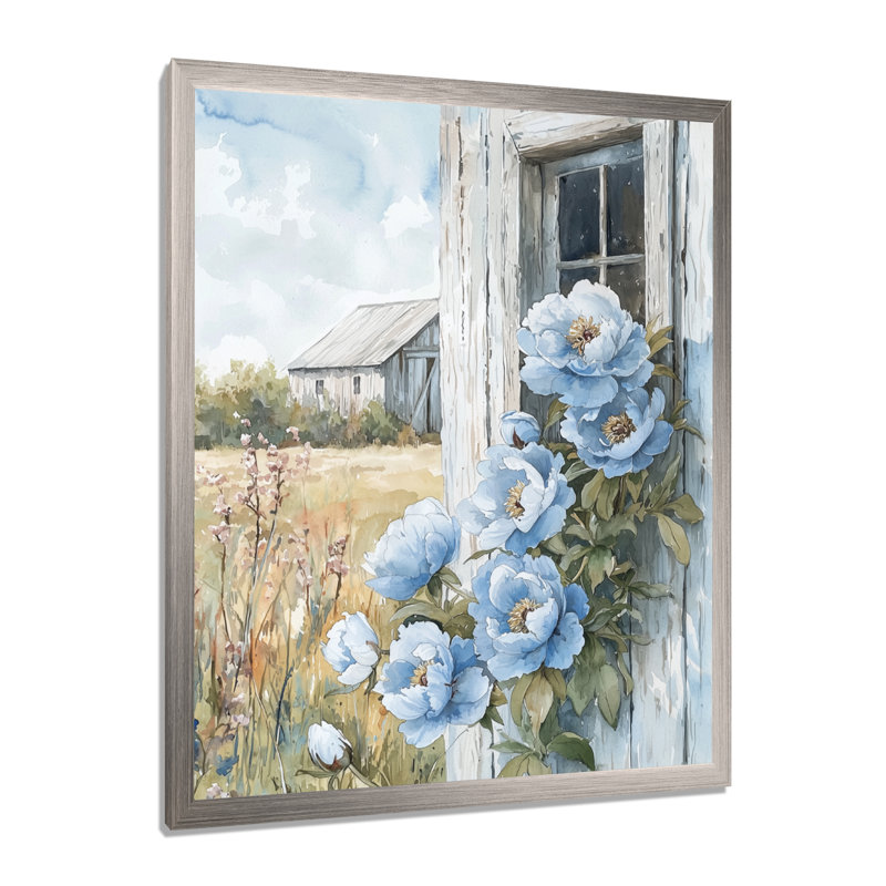 Kilraghts - Art mural sur toile florale, Argent argent, H 20 po x l 12 po, Picture Framed